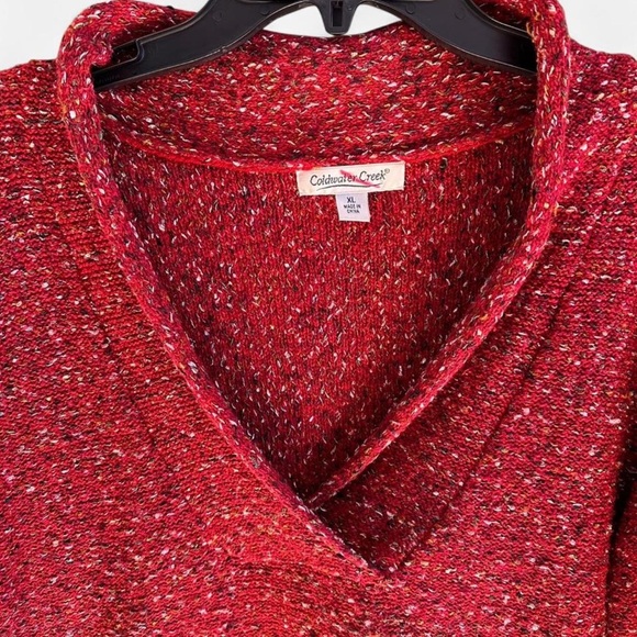 Coldwater Creek Womens Red Soeckled Knit Pullover Sweater V Neck size XL - Picture 3 of 13